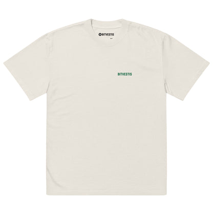 21M Club Oversized Bitcoin T-Shirt mit Rückendruck ‚Bitcoin Never Too Late‘ – Stil & Statement kombiniert