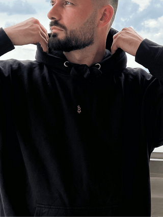 PREMIUM BITCOIN GOLD STICK HOODIE in Schwarz S ( von BITVESTIS)