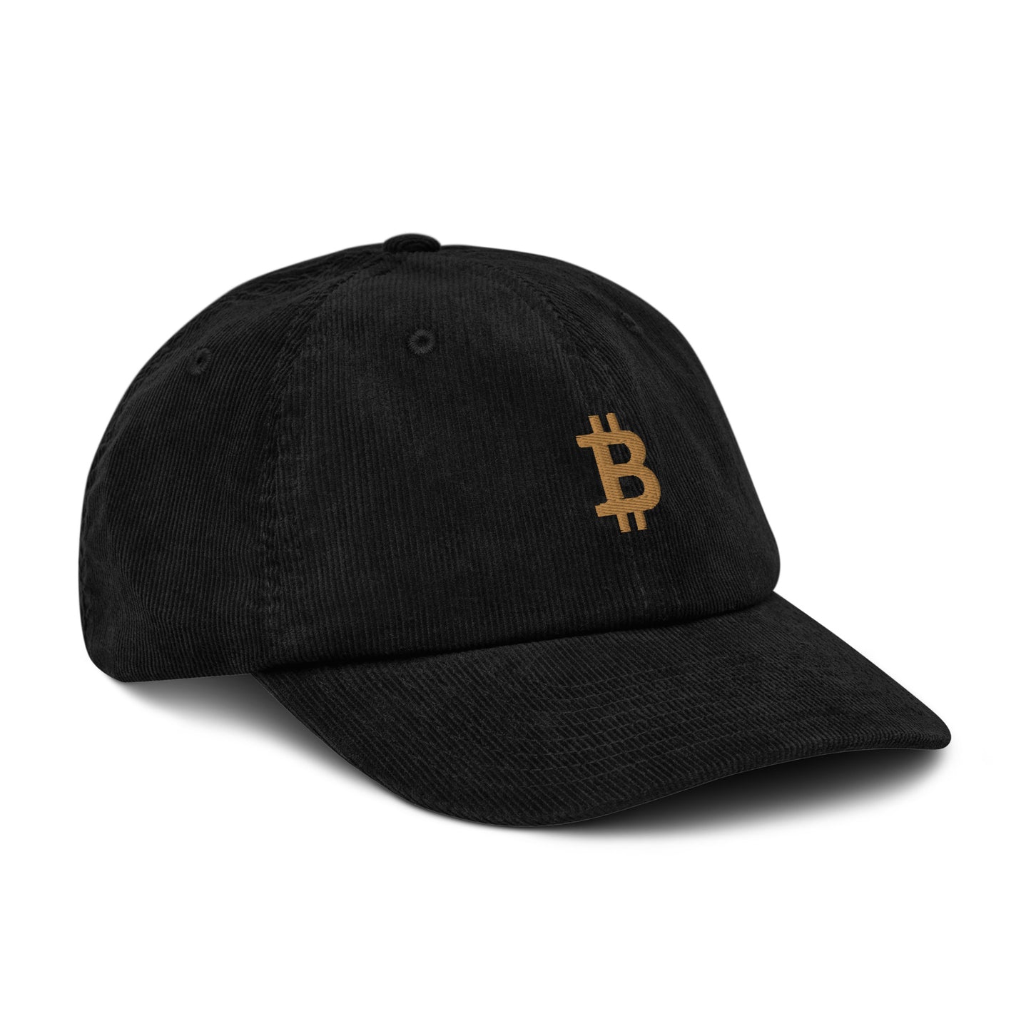 Alltags-T-Shirt mit dezentem Bitcoin-Logo1 Limitierte Bitcoin Cord Cap mit goldenem ₿-Logo