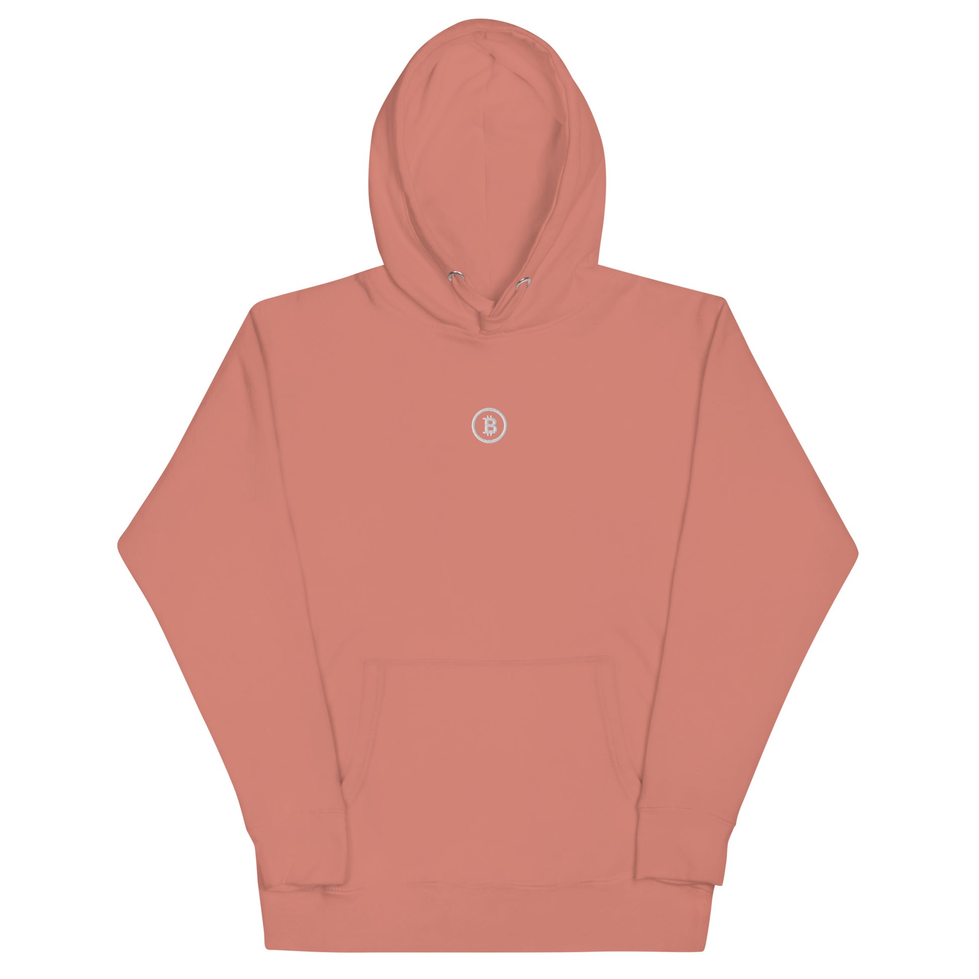 Altrosa Bitcoin Hoodie mit gesticktem Bitcoin Logo – moderner Streetwear Look