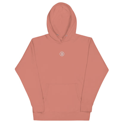 Altrosa Bitcoin Hoodie mit gesticktem Bitcoin Logo – moderner Streetwear Look