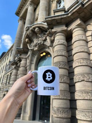 BITCOIN TASSE in weiss ( von BITVESTIS)