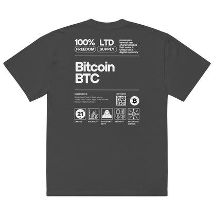 BITCOIN LABEL OVERSIZED T-SHIRT BITVESTIS BITVESTIS Faded Black S Print-Rücken-btcmode-bitcoin-t-shirt