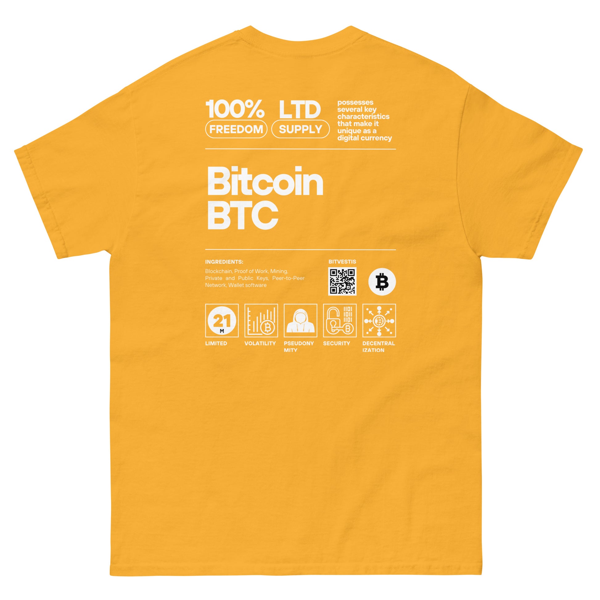 BITCOIN LABEL T-SHIRT BITVESTIS Gold S