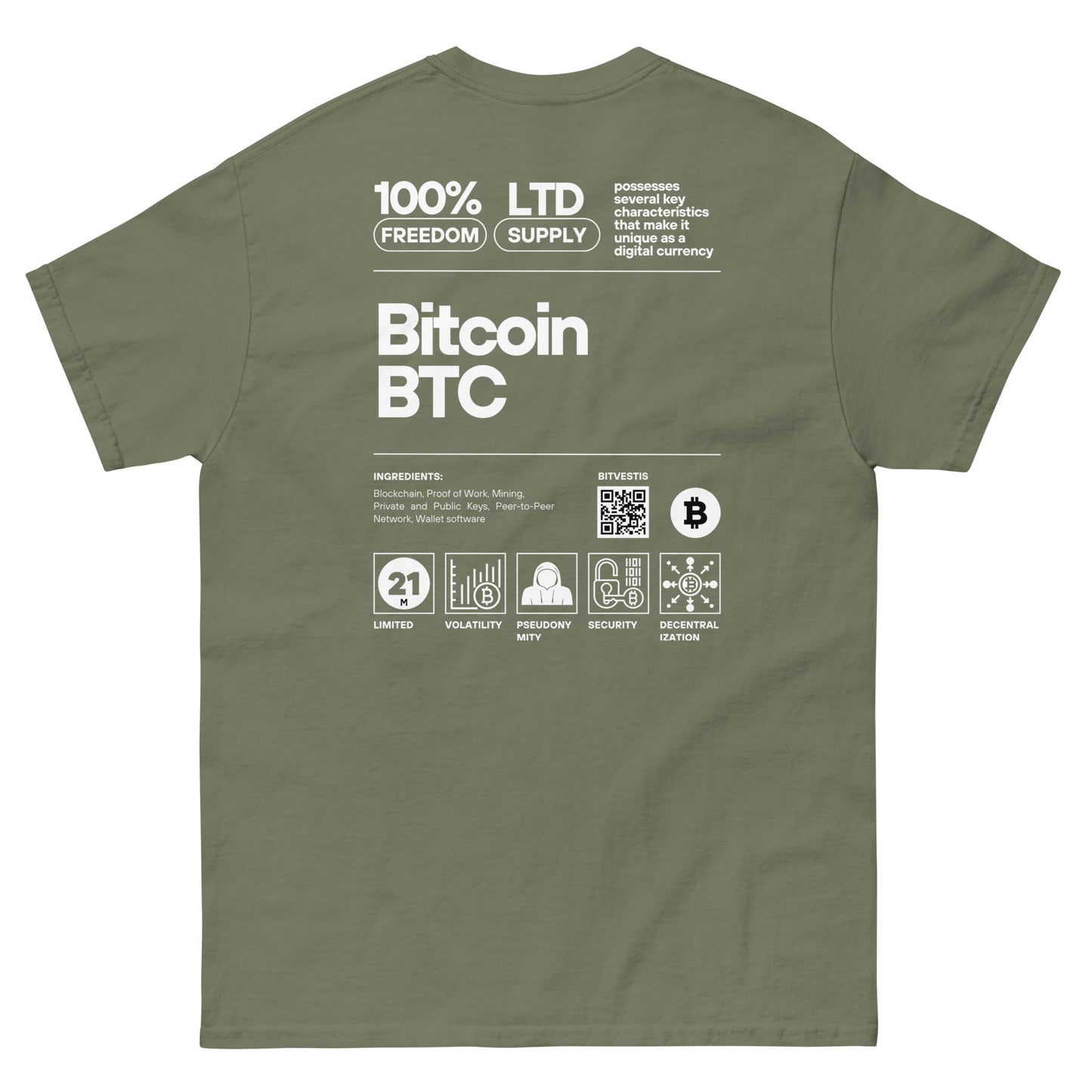 BITCOIN LABEL T-SHIRT BITVESTIS Militärgrün S