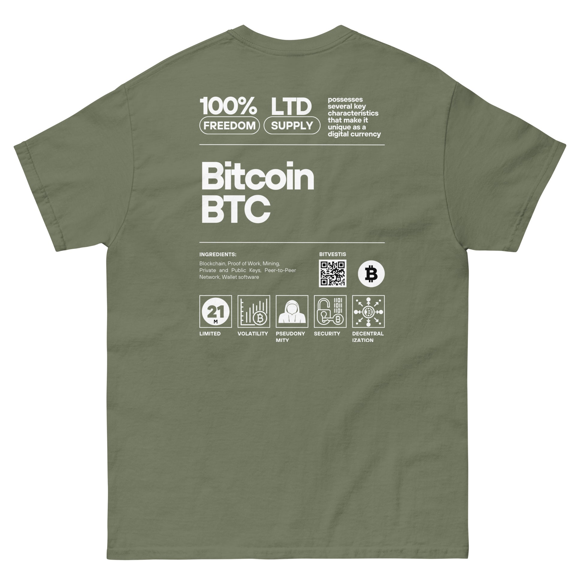 BITCOIN LABEL T-SHIRT BITVESTIS Militärgrün S