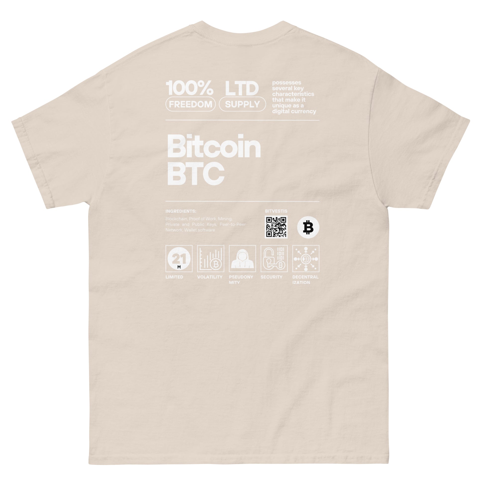 BITCOIN LABEL T-SHIRT BITVESTIS Natürlich S