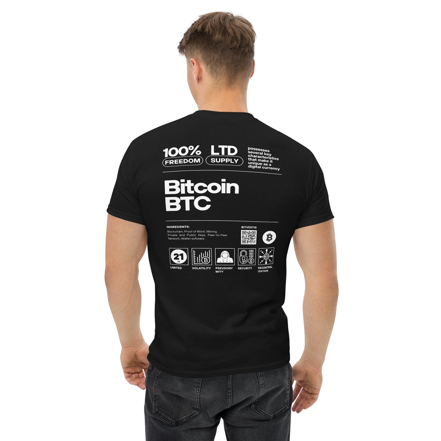 BITCOIN LABEL T-SHIRT BITVESTIS Schwarz XL