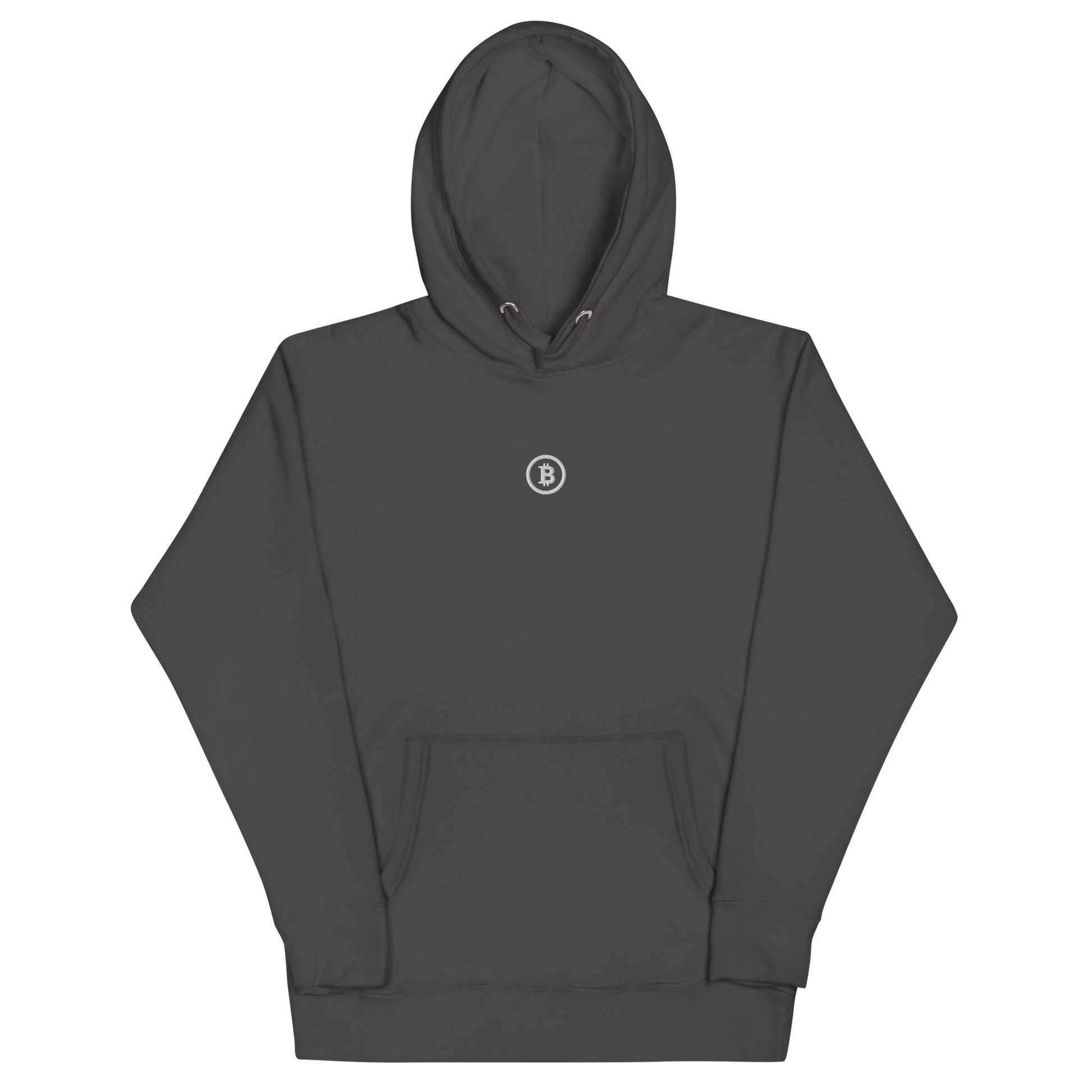 Bitcoin Hoodie in Anthrazit – minimalistisches Design mit Bitcoin L