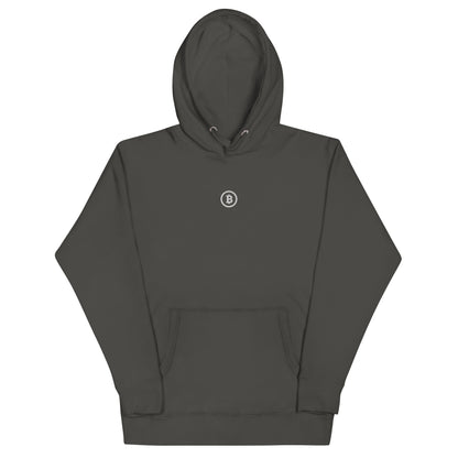 Bitcoin Hoodie in Anthrazit – minimalistisches Design mit Bitcoin L