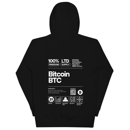 Bitcoin Hoodie in Schwarz mit hochwertigem Bitcoin Label Design und bequemer Passform – perfekt für Krypto-Enthusiasten.