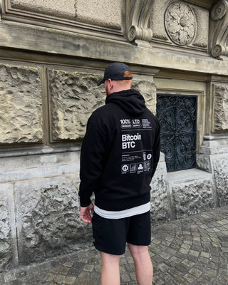 BITCOIN LABEL HOODIE in Schwarz S ( von BITVESTIS)
