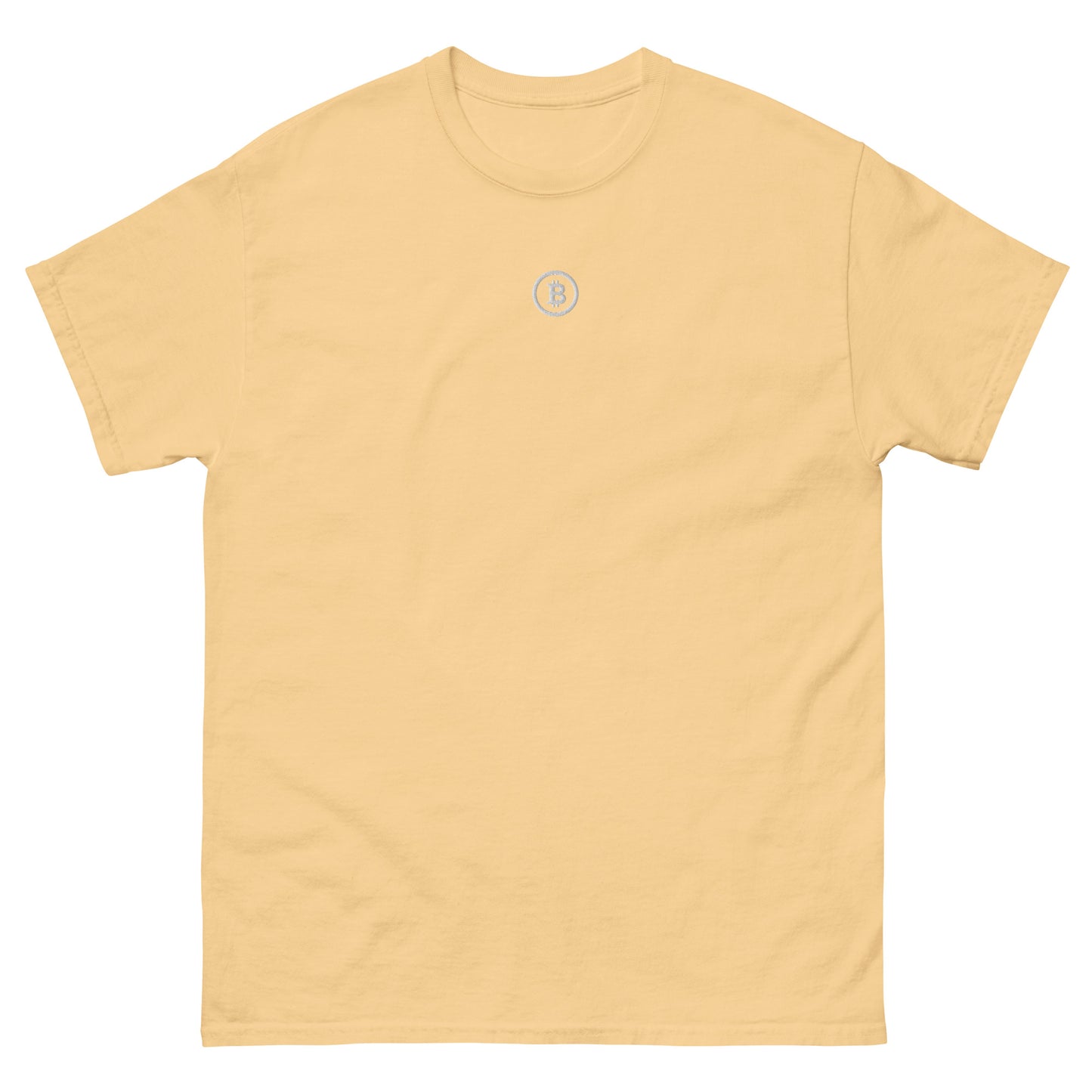 Gelbes Bitcoin T-Shirt – Unisex mit Bruststick Butter Yellow