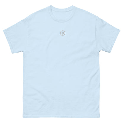 Hellblaues Bitcoin T-Shirt – dezenter Stick vorn