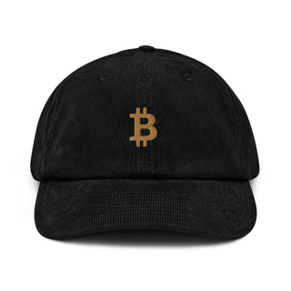 Alltags-T-Shirt mit dezentem Bitcoin-Logo-Limitierte Bitcoin Cord Cap mit goldenem ₿-Logo – perfekte Passform.