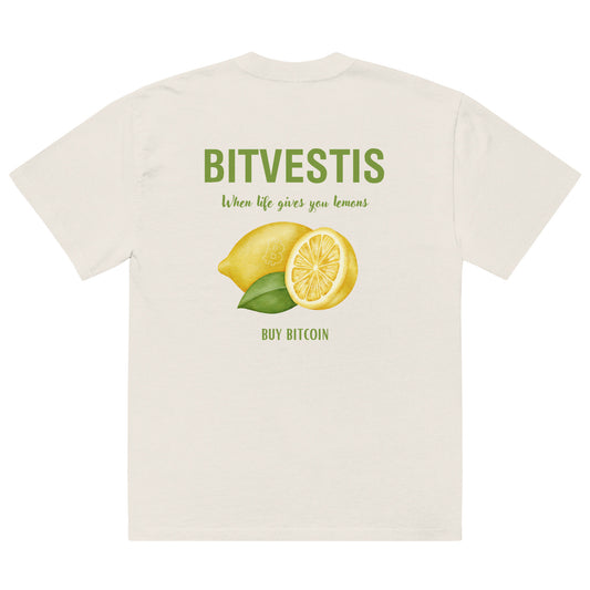 OVERSIZED T-SHIRT-Bitcoin T-Shirt mit dem inspirierenden Slogan "When life gives you lemons, buy Bitcoin"