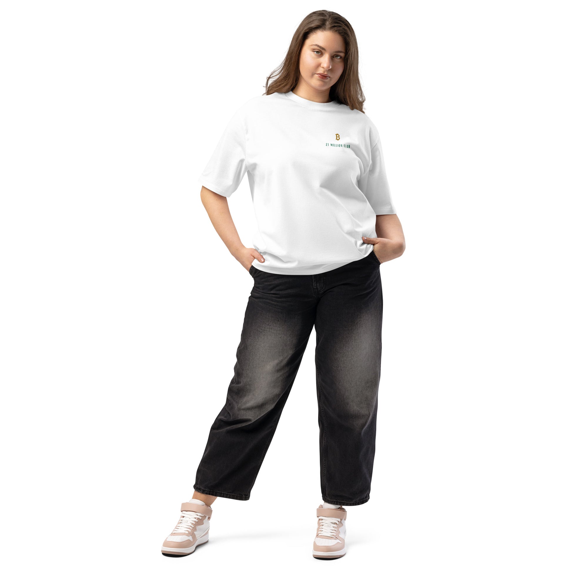 Oversized Bitcoin Shirt mit geripptem Kragen