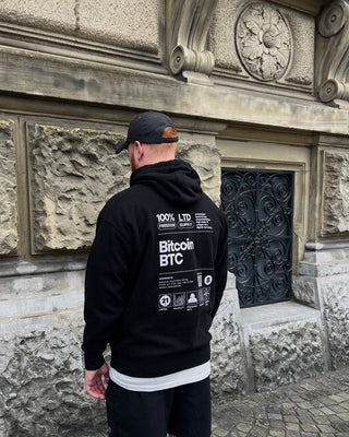 BITCOIN LABEL HOODIE in Schwarz S ( von BITVESTIS)