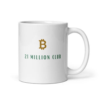 Bitcoin Tasse 21 Million Club von BITVESTIS aus Keramik in weiss