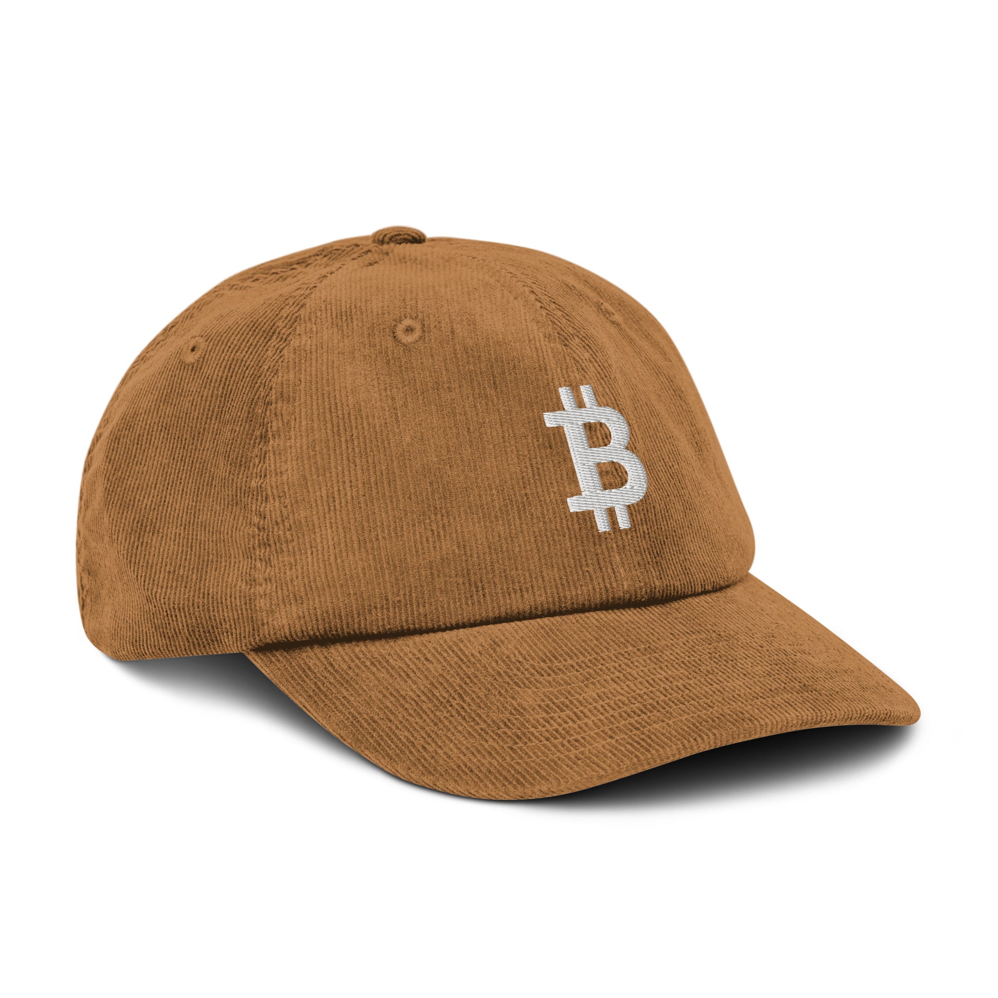Trendige Cord Cap mit dezent gesticktem Bitcoin-Logo für Krypto-Enthusiasten