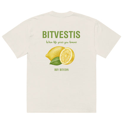 SUMMER 24 BITCOIN LEMON OVERSIZED T-SHIRT-Bitcoin T-Shirt mit dem inspirierenden Slogan "When life gives you lemons, buy Bitcoin"