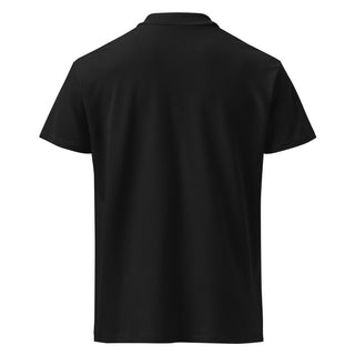Premium Rücken Bitcoin Poloshirt mit Gold Stick in Schwarz von BITVESTIS