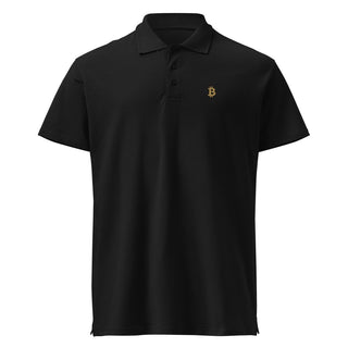 Premium Bitcoin Poloshirt mit Gold Stick in schwarz von BITVESTIS