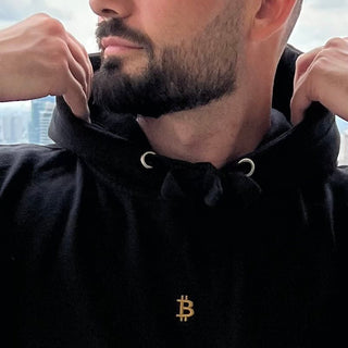 PREMIUM ₿ GOLD STICK HOODIE in Schwarz S ( von BITVESTIS)