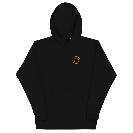 Bequemer Satoshi-Hoodie mit flachen Kordelzügen und Vordertasche – perfekt für den Alltag.