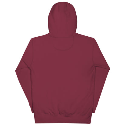 Premium Bitcoin Hoodie in Kastanienrot mit gesticktem Bitcoin ₿-Logo auf der Vorderseite.