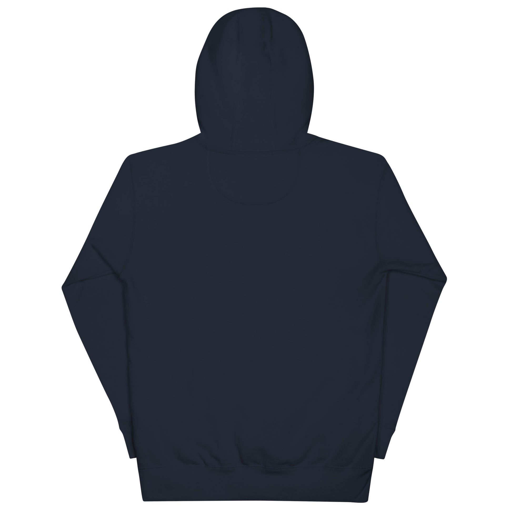 Premium Bitcoin Hoodie in Navy Blau mit gesticktem Bitcoin ₿-Logo auf der Vorderseite.btc