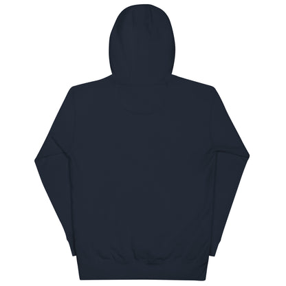 Premium Bitcoin Hoodie in Navy Blau mit gesticktem Bitcoin ₿-Logo auf der Vorderseite.btc