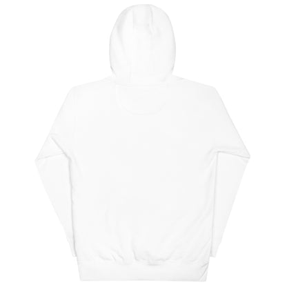 Premium Bitcoin Hoodie in Weiß mit gesticktem Bitcoin ₿-Logo auf der Vorderseite.