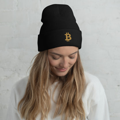 Product mockup mütze bitcoin warm und perfekt für den winter LIMITED Bitcoin Gold Mütze – perfekt für den Winter.