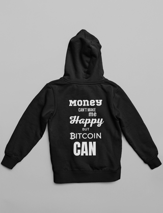 HOODIE mit dem Zitat Money can't make me happy but Bitcoin can-Setze ein starkes Bitcoin-Statement mit diesem Hoodie.